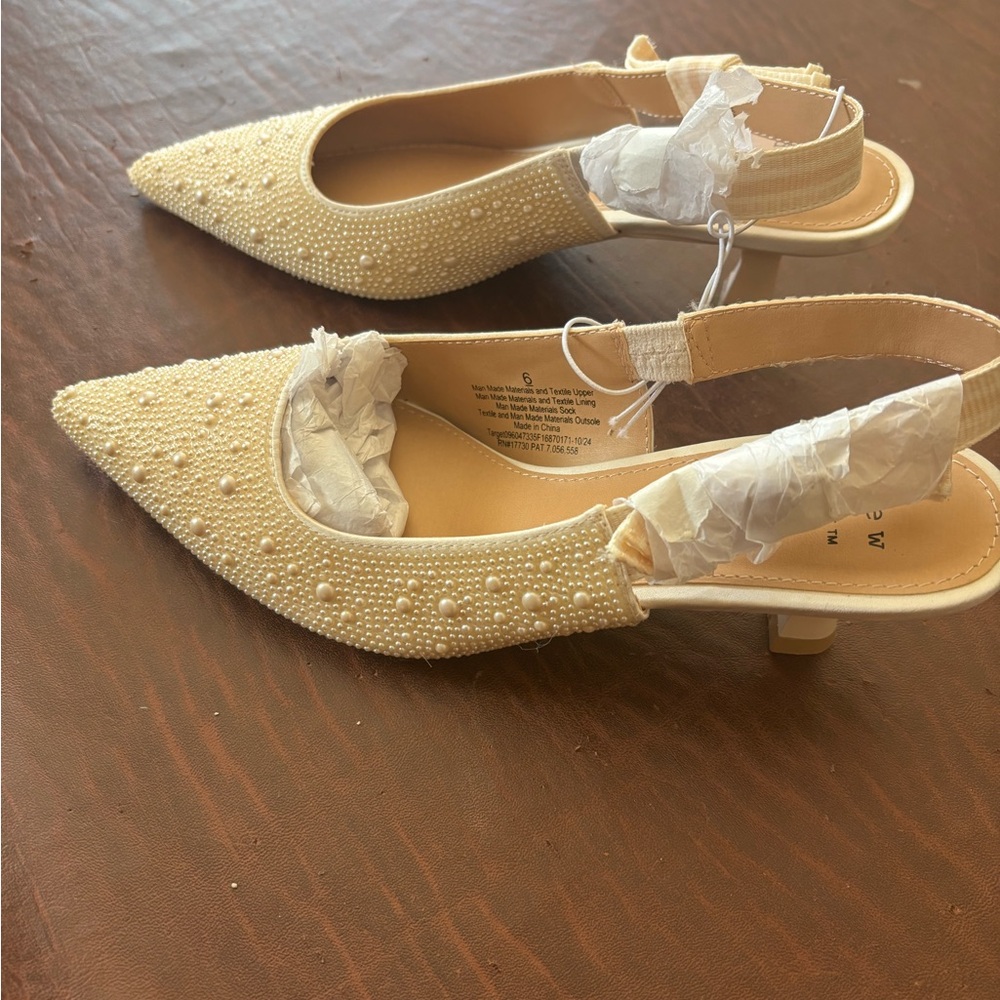 A New Day Ivory Pearl Slingback Heels - Picture 5 of 10